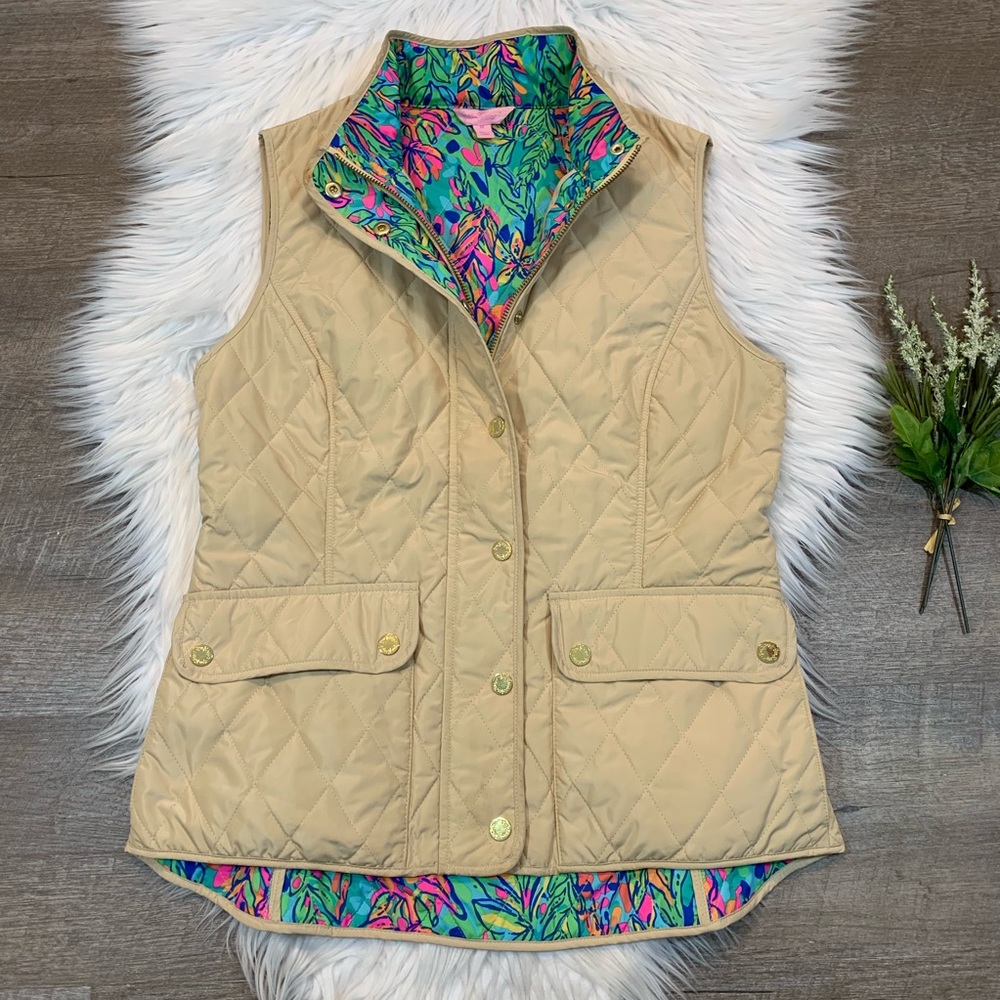 Lilly Pulitzer Quilted Puffer Vest Getaway Floral